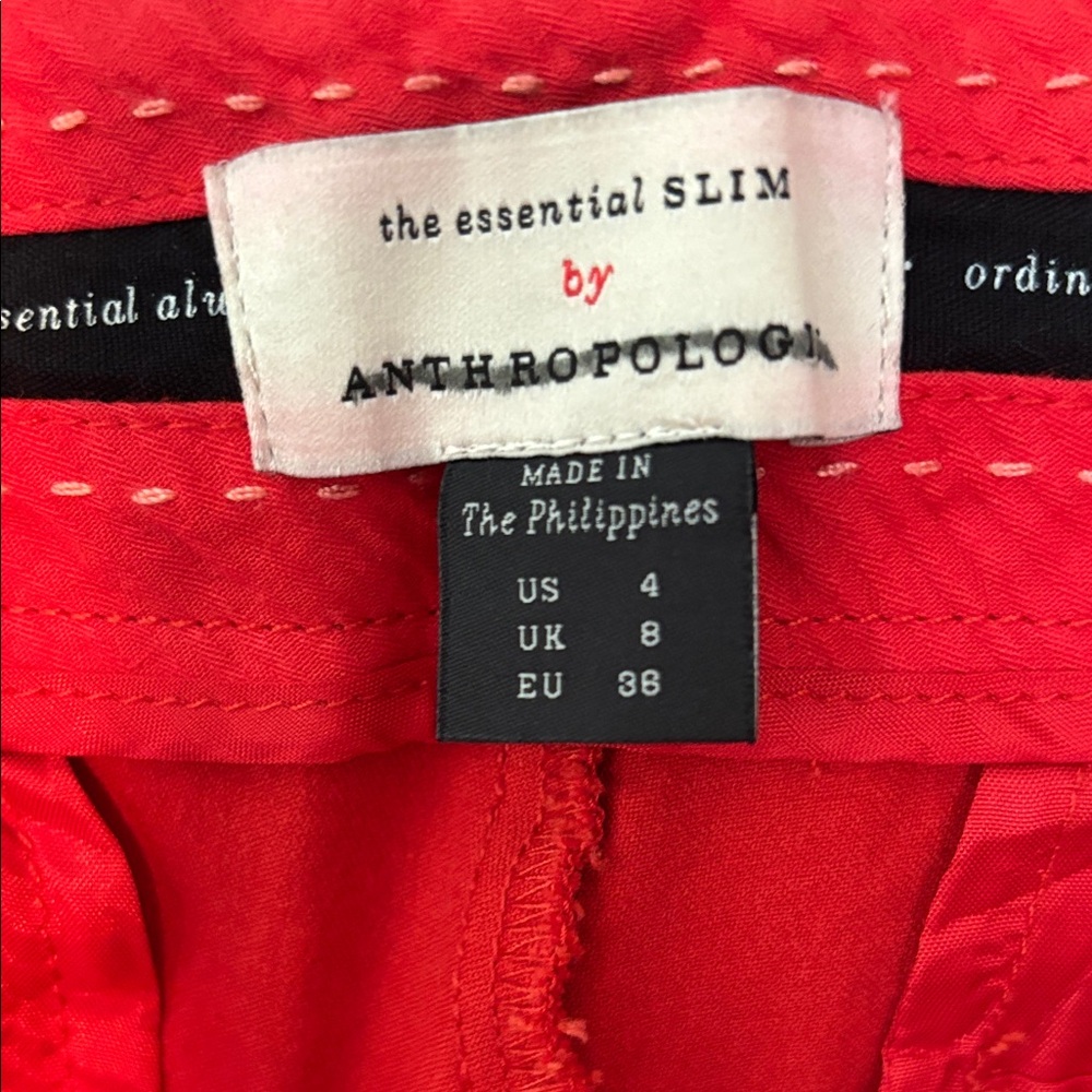Red Slim-Fit, tailored, Button-Accent Pants - Picture 4 of 6